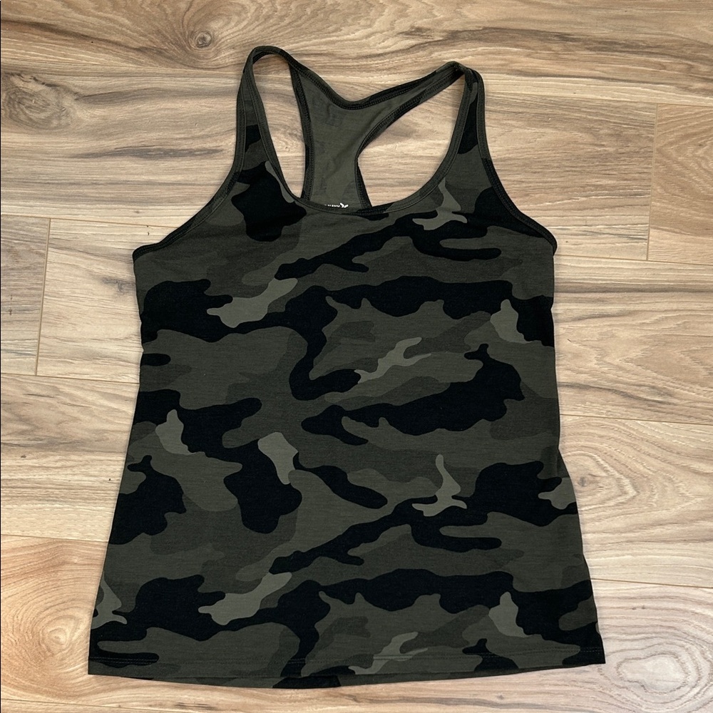 Old Navy Olive and Black Camo Racerback Tank Top